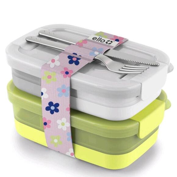 Ello 2pk Plastic Lunch Stack Food Storage Container | Yellow/White - Picture 5 of 7